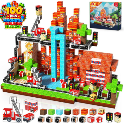Magnetic Building Blocks Fire + GAme